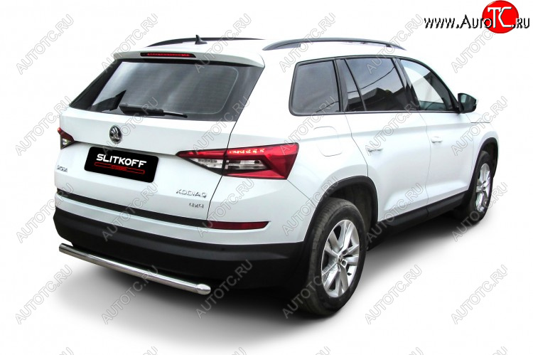 10 299 р. Защита заднего бампера Slitkoff (Ø 57 мм)  Skoda Kodiaq  NU7 (2017-2021) дорестайлинг (Нержавеющая сталь)  с доставкой в г. Новочеркасск