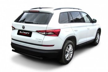 6 349 р. Защита заднего бампера Slitkoff ((Ø 57 мм) Skoda Kodiaq NU7 дорестайлинг (2017-2021) (Сталь с полимерным покрытием. Цвет: черный)  с доставкой в г. Новочеркасск. Увеличить фотографию 1