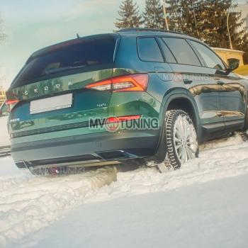 Имитация насадок глушителя MV-Tuning Skoda Kodiaq NU7 дорестайлинг (2017-2021)