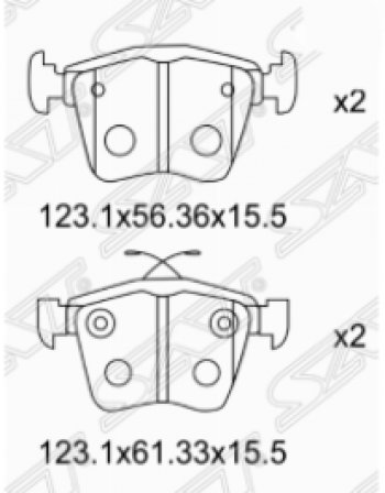 1 169 р. Комплект задних тормозных колодок SAT  Skoda Kodiaq  NU7 (2017-2021), Volkswagen Passat  B7 (2010-2015)  с доставкой в г. Новочеркасск. Увеличить фотографию 1