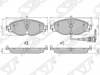 1 799 р. Колодки тормозные SAT (передние)  Skoda Kodiaq  NU7 (2017-2021), Skoda Octavia  A7 (2012-2020), Volkswagen Golf  7 (2012-2017), Volkswagen Polo  5 (2009-2015)  с доставкой в г. Новочеркасск. Увеличить фотографию 1