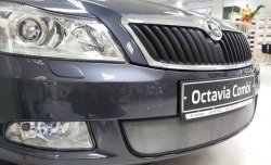 1 539 р. Сетка на бампер Russtal (хром) Skoda Octavia A5 рестайлинг универсал (2008-2013)  с доставкой в г. Новочеркасск. Увеличить фотографию 2