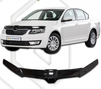 17 р. Дефлектор капота CA-Plastiс exclusive Skoda Octavia A7 дорестайлинг лифтбэк (2012-2017) (Classic черный, Без надписи)  с доставкой в г. Новочеркасск. Увеличить фотографию 1