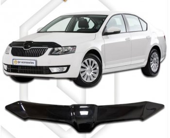 2 099 р. Дефлектор капота CA-Plastiс  Skoda Octavia  A7 (2012-2017) дорестайлинг лифтбэк (Classic черный, Без надписи)  с доставкой в г. Новочеркасск. Увеличить фотографию 1