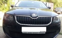 1 299 р. Сетка (для комплектации Active) на бампер Russtal (черная)  Skoda Octavia  A7 (2012-2017) дорестайлинг лифтбэк, дорестайлинг универсал  с доставкой в г. Новочеркасск. Увеличить фотографию 2