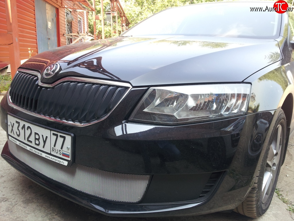 1 599 р. Сетка (для комплектации Active) на бампер Russtal (хром) Skoda Octavia A7 дорестайлинг универсал (2012-2017)  с доставкой в г. Новочеркасск