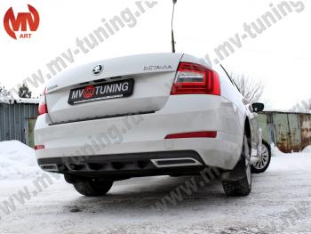 2 399 р. Накладка бампера (диффузор) MV-Tuning  Skoda Octavia  A7 (2012-2020) дорестайлинг лифтбэк, рестайлинг лифтбэк (Глянец, Неокрашенная)  с доставкой в г. Новочеркасск. Увеличить фотографию 2