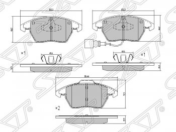 1 569 р. Колодки тормозные передние SAT  Skoda Octavia  A5 (2004-2008), Skoda Superb ( B6 (3T),  B6 (3T5),  (B6) 3T) (2008-2015), Skoda Yeti (2009-2018), Volkswagen Passat  B7 (2010-2015) ( )  с доставкой в г. Новочеркасск. Увеличить фотографию 1