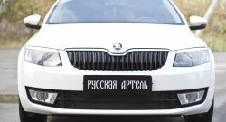 979 р. Зимняя заглушка решетки переднего бампера РА Skoda Octavia A7 дорестайлинг лифтбэк (2012-2017)  с доставкой в г. Новочеркасск. Увеличить фотографию 2