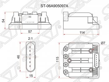 4 099 р. Катушка зажигания SAT (модуль)  Skoda Octavia ( Tour A4 1U5,  Tour A4 1U2) (1996-2000), Volkswagen Bora (1998-2005), Volkswagen Caddy  2K (2003-2010), Volkswagen Golf  4 (1997-2003), Volkswagen Touran  1T (2006-2010)  с доставкой в г. Новочеркасск. Увеличить фотографию 1