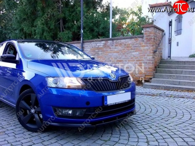 6 299 р. Накладка на передний бампер Splitter Skoda Rapid NH3 дорестайлинг лифтбэк (2012-2017) (Неокрашенная)  с доставкой в г. Новочеркасск