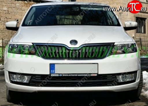 1 099 р. Реснички на фары CT Skoda Rapid NH3 дорестайлинг лифтбэк (2012-2017) (Неокрашенные)  с доставкой в г. Новочеркасск