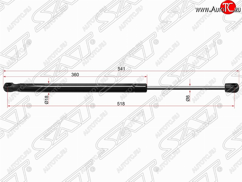 659 р. Газовый упор крышки багажника SAT  Skoda Rapid ( NH3,  NH1) (2012-2020) дорестайлинг лифтбэк, хэтчбэк дорестайлинг, хэтчбэк рестайлинг, рестайлинг лифтбэк  с доставкой в г. Новочеркасск