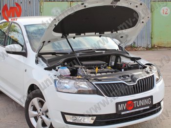 2 969 р. Упор капота MV-Tuning (одинарный) Skoda Rapid NH3 дорестайлинг лифтбэк (2012-2017)  с доставкой в г. Новочеркасск. Увеличить фотографию 2