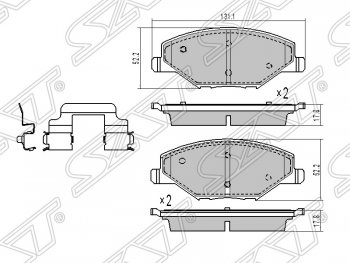 1 169 р. Колодки тормозные SAT (передние)  Skoda Rapid  NH3 (2012-2017), Volkswagen Polo  5 (2009-2020)  с доставкой в г. Новочеркасск. Увеличить фотографию 1