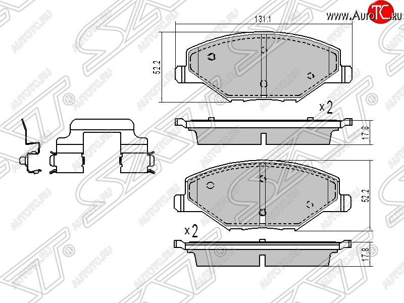 1 169 р. Колодки тормозные SAT (передние)  Skoda Rapid  NH3 (2012-2017), Volkswagen Polo  5 (2009-2020)  с доставкой в г. Новочеркасск