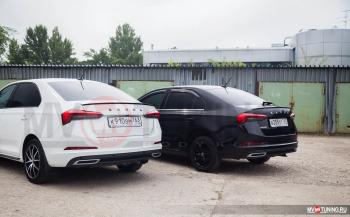 4 199 р. Имитация насадок глушителя RS Style MV-Tuning  Skoda Rapid  MK2 (2019-2024) (SILVER (серебро))  с доставкой в г. Новочеркасск. Увеличить фотографию 3