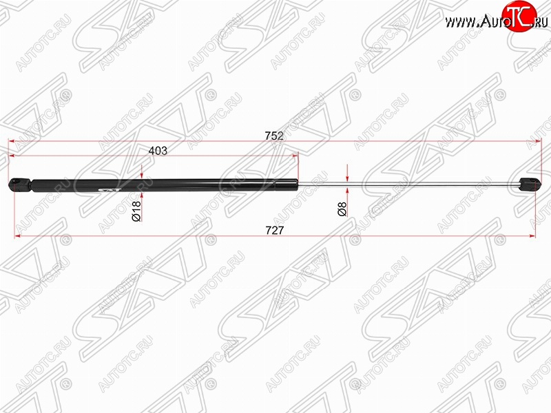 759 р. Газовый упор капота SAT  Skoda Superb ( B6 (3T),  B6 (3T5),  (B6) 3T,  B8 (3V),  B8 (3V5)) (2008-2024) лифтбэк дорестайлинг, универсал доресталийнг, лифтбэк рестайлинг, универсал рестайлинг, лифтбэк дорестайлинг, универсал дорестайлинг, лифтбэк рестайлинг, универсал рестайлинг  с доставкой в г. Новочеркасск