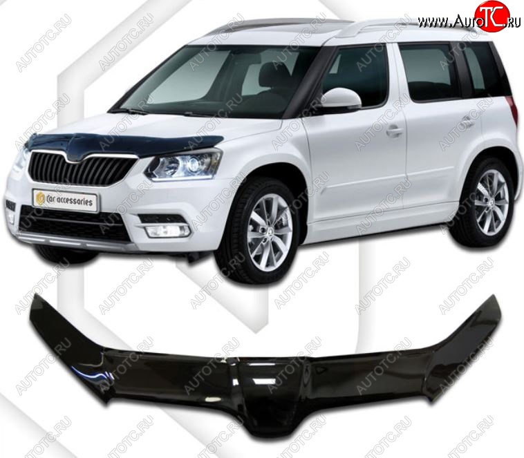 2 699 р. Дефлектор капота CA-Plastiс exclusive  Skoda Yeti (2013-2018) (Classic черный, Без надписи)  с доставкой в г. Новочеркасск