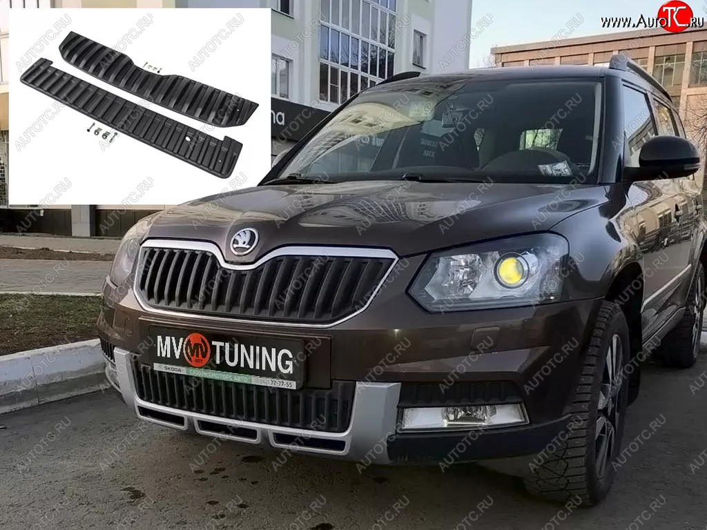 2 999 р. Заглушка решетки радиатора (верхняя, OUTDOOR) MV-Tuning  Skoda Yeti (2013-2018) (Текстурная поверхность)  с доставкой в г. Новочеркасск