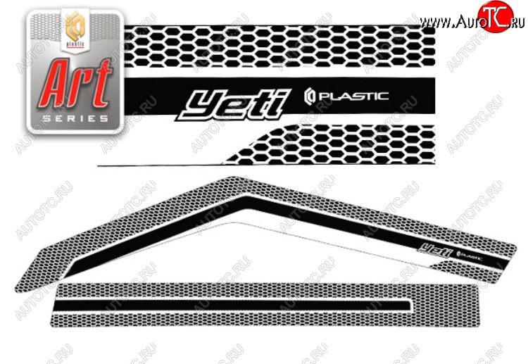 2 299 р. Дефлектора окон CA-Plastic  Skoda Yeti (2009-2013) (Серия Art черная)  с доставкой в г. Новочеркасск