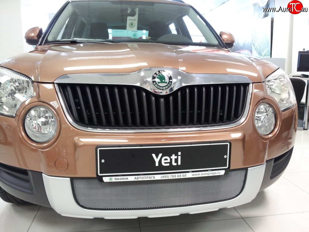 2 199 р. Сетка на бампер Russtal (хром) Skoda Yeti (2009-2013)  с доставкой в г. Новочеркасск