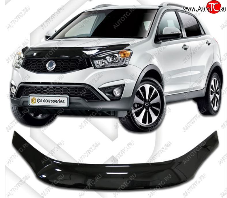 2 489 р. Дефлектор капота CA-Plastiс exclusive  SSANGYONG Actyon (2013-2021) рестайлинг (Classic черный, Без надписи)  с доставкой в г. Новочеркасск