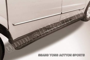 9 499 р. Защита порогов Slitkoff SSANGYONG Actyon Sport (2012-2024) (Цвет: серебристый)  с доставкой в г. Новочеркасск. Увеличить фотографию 1