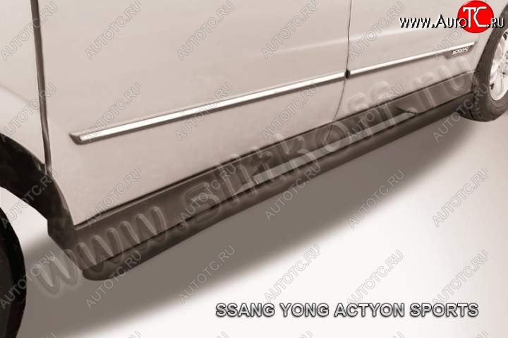 9 499 р. Защита порогов Slitkoff SSANGYONG Actyon Sport (2012-2024) (Цвет: серебристый)  с доставкой в г. Новочеркасск