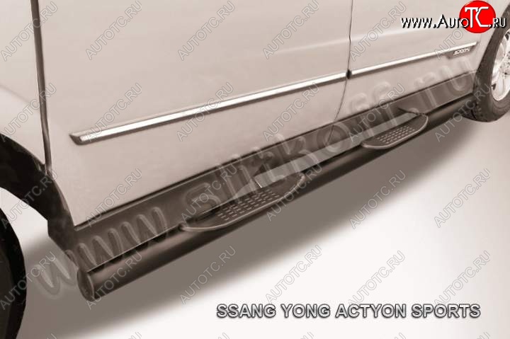 10 399 р. Защита порогов Slitkoff SSANGYONG Actyon Sport (2012-2024) (Цвет: серебристый)  с доставкой в г. Новочеркасск