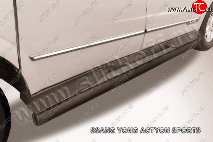 8 999 р. Защита порогов Slitkoff SSANGYONG Actyon Sport (2012-2024) (Цвет: серебристый)  с доставкой в г. Новочеркасск