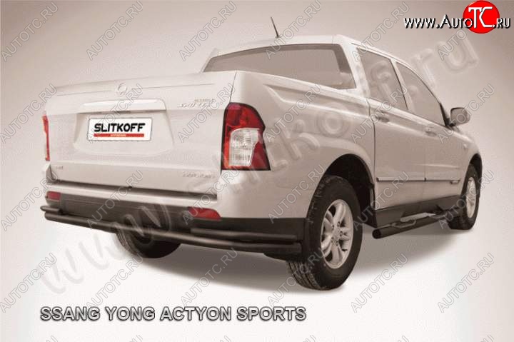 9 999 р. Защита задняя Slitkoff SSANGYONG Actyon Sport (2012-2025) (Цвет: серебристый)  с доставкой в г. Новочеркасск