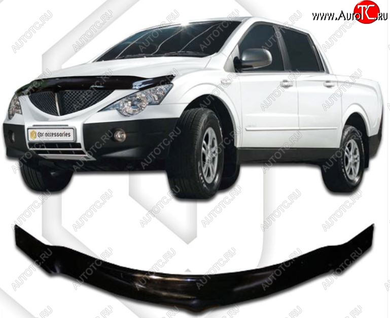 2 479 р. Дефлектор капота CA-Plastiс exclusive SSANGYONG Actyon 1 (2006-2010) (Classic черный, Без надписи)  с доставкой в г. Новочеркасск