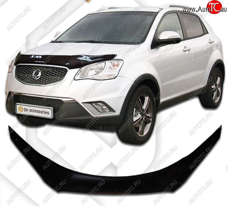 2 299 р. Дефлектор капота CA-Plastiс  SSANGYONG Actyon (2010-2013) дорестайлинг (Classic черный, Без надписи)  с доставкой в г. Новочеркасск