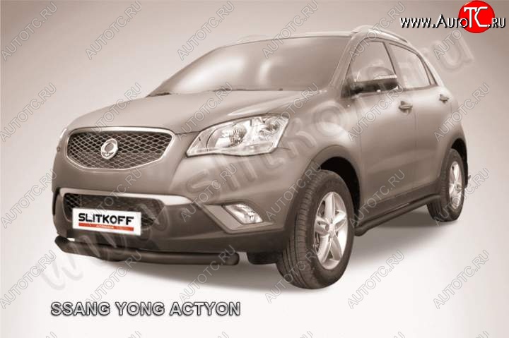 8 199 р. защита переднего бампера Slitkoff  SSANGYONG Actyon (2010-2013) дорестайлинг (Цвет: серебристый)  с доставкой в г. Новочеркасск