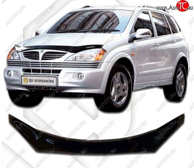 2 149 р. Дефлектор капота CA-Plastiс exclusive SSANGYONG Kyron рестайлинг (2007-2016) (Classic черный, Без надписи)  с доставкой в г. Новочеркасск