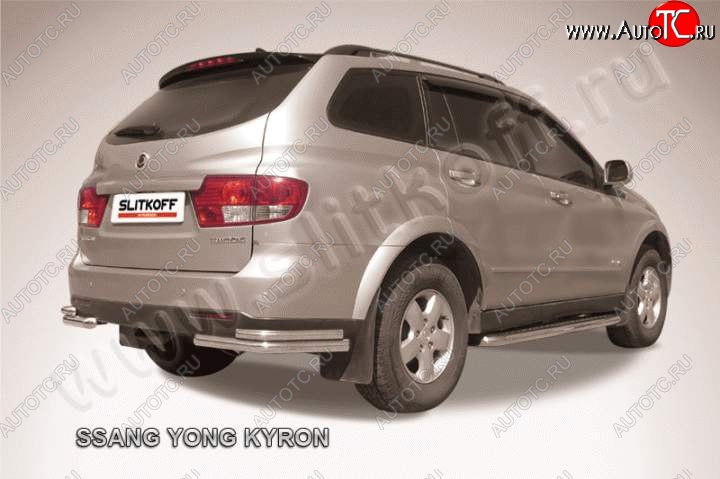 5 999 р. Уголки d57+d42 двойные  SSANGYONG Kyron (2005-2007) дорестайлинг (Цвет: серебристый)  с доставкой в г. Новочеркасск