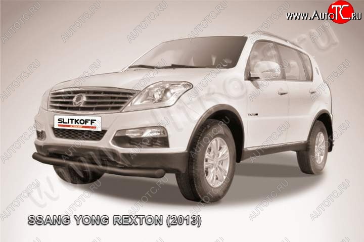 7 899 р. Защита переднего бампер Slitkoff SSANGYONG Rexton Y290 (2012-2017) (Цвет: серебристый)  с доставкой в г. Новочеркасск