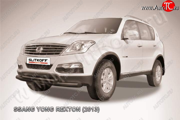 9 649 р. Защита переднего бампер Slitkoff  SSANGYONG Rexton  Y290 (2012-2017) (Цвет: серебристый)  с доставкой в г. Новочеркасск