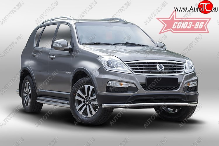 12 914 р. Защита переднего бампера одинарная Souz-96 (d60). SSANGYONG Rexton Y290 (2012-2017)  с доставкой в г. Новочеркасск