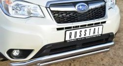 22 999 р. Защита переднего бампера (2 трубыØ63 мм, волна, нержавейка) SLITKOFF  Subaru Forester  SJ (2012-2016) дорестайлинг  с доставкой в г. Новочеркасск. Увеличить фотографию 2