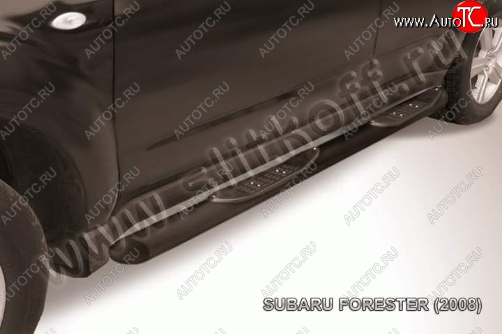 10 899 р. Защита порогов Slitkoff  Subaru Forester  SH (2008-2013) (Цвет: серебристый)  с доставкой в г. Новочеркасск