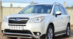 13 849 р. Защита порогов из круглой трубы диаметром 63 мм Russtal Subaru Forester SJ дорестайлинг (2012-2016) (Защита порогов с со скосами на торцах (вариант 1))  с доставкой в г. Новочеркасск. Увеличить фотографию 7