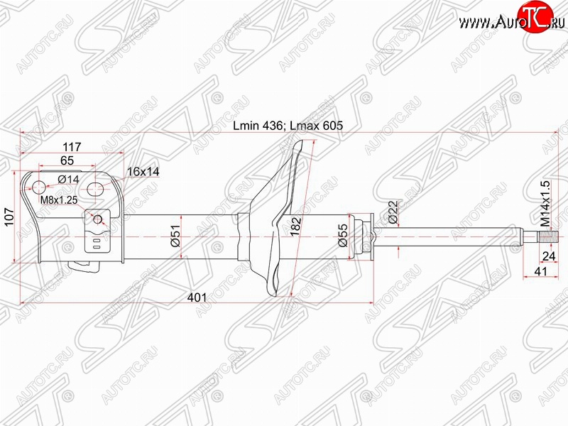 3 199 р. Правый амортизатор передний SAT Subaru Forester SF рестайлинг (2000-2002)  с доставкой в г. Новочеркасск