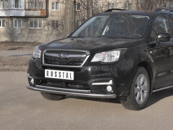 16 699 р. Защита переднего бампера Russtal d63 секции-d42 дуга Subaru Forester SJ рестайлинг (2016-2019)  с доставкой в г. Новочеркасск. Увеличить фотографию 2