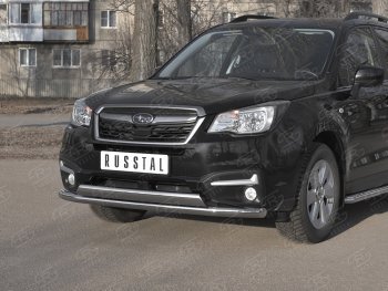 13 999 р. Защита переднего бампера (2 трубы Ø63 и 75х42 мм, нержавейка) Russtal Subaru Forester SJ рестайлинг (2016-2019)  с доставкой в г. Новочеркасск. Увеличить фотографию 2