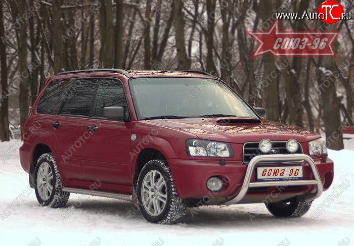 9 224 р. Защита переднего бампера Souz-96 (d60) Subaru Forester SG дорестайлинг (2002-2005)  с доставкой в г. Новочеркасск