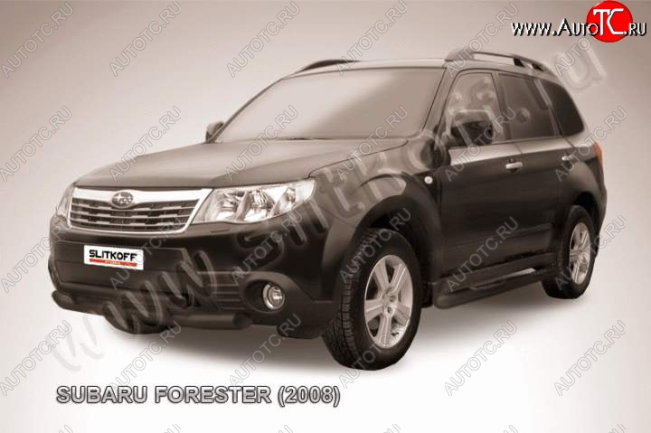 8 799 р. Защита переднего бампер Slitkoff Subaru Forester SH (2008-2013) (Цвет: серебристый)  с доставкой в г. Новочеркасск