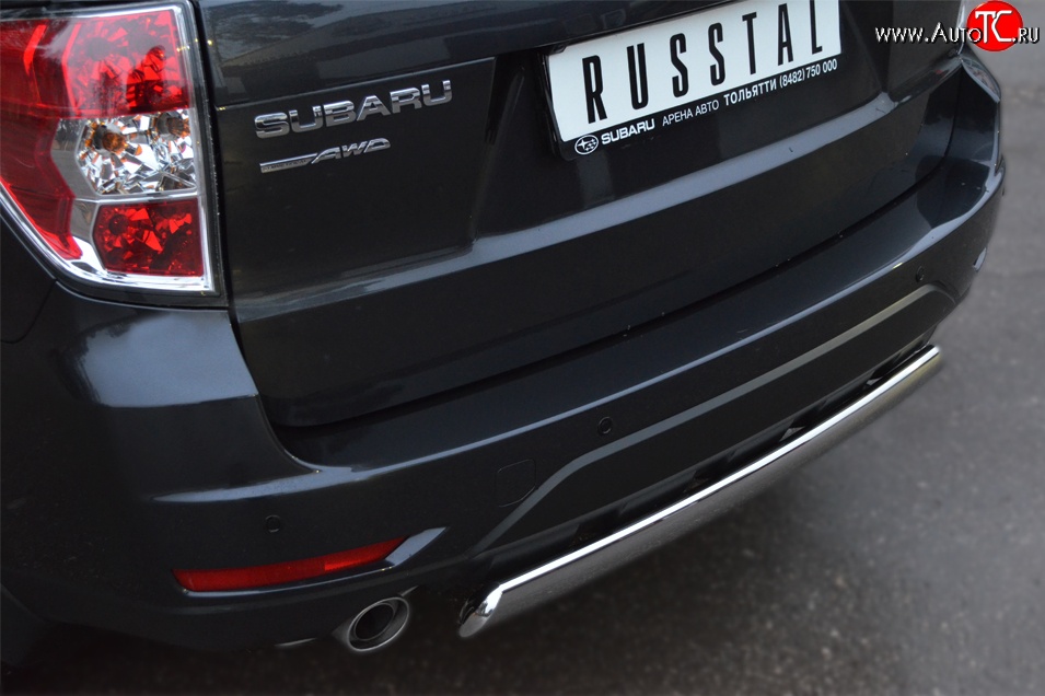 16 599 р. Защита заднего бампера (Ø75x42 мм, нержавейка) Russtal Subaru Forester SH (2008-2013)  с доставкой в г. Новочеркасск