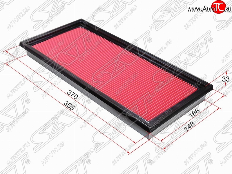 369 р. Фильтр воздушный двигателя SAT (370х168х33 mm)  Subaru Impreza ( GD,  GG) - Outback  BH/BE12  с доставкой в г. Новочеркасск